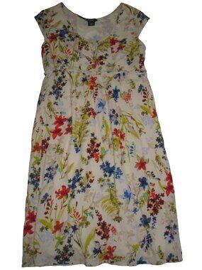 Eddie Bauer Women’s Floral Midi Dress Size 6 Cap Sleeve Cottagecore Summer